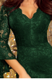 Obrázok pre 234-3 Krajkové šaty s ozdobenými rukávmi / tmavšia zelená