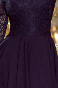 Obrázok pre 210-2 NICOLLE - asymetrické šaty s krajkou / granátové