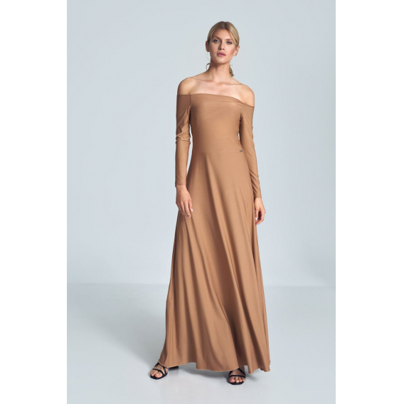 Obrázok pre Elegantné dlhé šaty M707 béžové