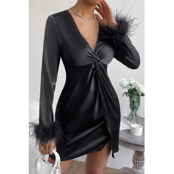 Obrázok pre Elegantné čierne saténové šaty