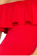Obrázok pre 138-2 Púzdrové šaty s odhalenými ramenami a volánom / červené