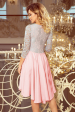 Obrázok pre 210-5 NICOLLE -  asymetrické šaty s krajkou / sivo-ružové