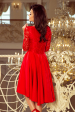 Obrázok pre 210-6  NICOLLE - asymetrické šaty s krajkou / červené