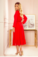 Obrázok pre 304-3 Šifónové šaty midi s výstrihom- červené