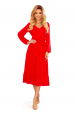 Obrázok pre 304-3 Šifónové šaty midi s výstrihom- červené