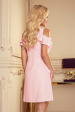 Obrázok pre 359-1 Trapézové šaty s volánmi na ramenách - pastelovo ružové