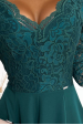 Obrázok pre 309-5AMBER elegantné čipkové dlhé šaty s výstrihom zelené